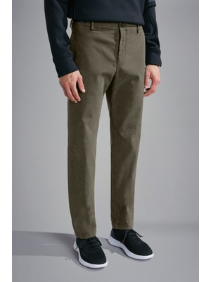 Paul & Shark Erkek Dar Kalıp Pamuklu Esnek Chino Haki Pantolon 14314049-036