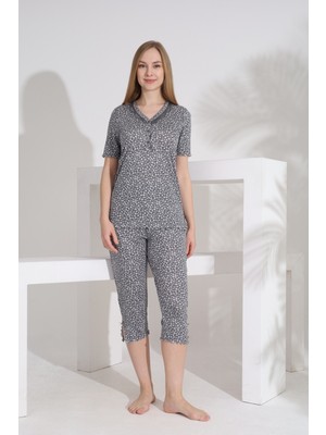 Evia Angelique Bambu Kumaş Kısa Kol Kadın Kapri Takım 22312-313