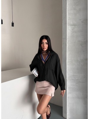 My Lunessa Bambu Dökümlü Oversize Salaş Gömlek