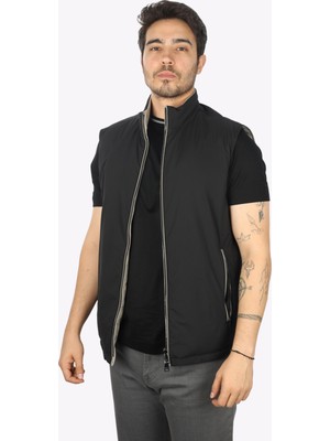 Paul & Shark Erkek Çift Taraflı Dik Yaka Fermuarlı Siyah-Gri Yelek 14312604-011