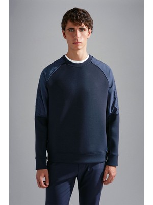 Paul & Shark Erkek Regular Fit Bisiklet Yaka Uzun Kol Pamuklu Mavi Sweatshirt 14311807-050
