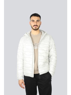 EA7 Erkek Kapitoneli Regular Fit Kapüşonlu Şişme Gri Ceket 6DPB47 PNHTZ-1951