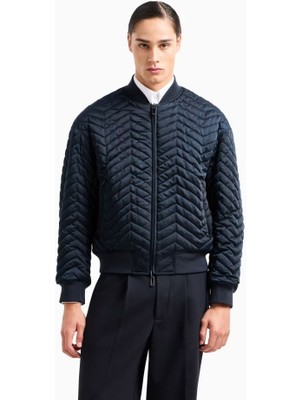 Emporio Armani Erkek Çift Taraflı Dik Yaka Arkası Marka Logolu Uzun Kollu Lacivert Mont 6D1B71 1NUAZ-0920