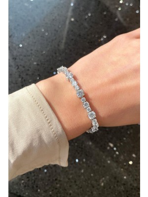 Spossy Silver Jewelry A+ Kalite Zirkon Taşlı Su Yolu Bileklik