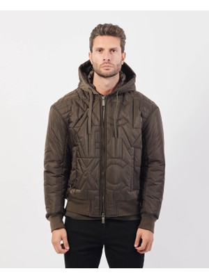 Armani Exchange Erkek Kapüşonlu Günlük Kullanım Marka Detaylı Kahverengi Mont 6DZB11 ZN4XZ-1897