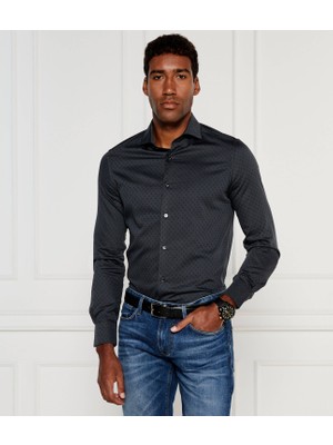 Emporio Armani Erkek Dokuma Gömlek Yaka Uzun Kol Günlük Siyah Gömlek 6D1C86 1K6AZ-F936