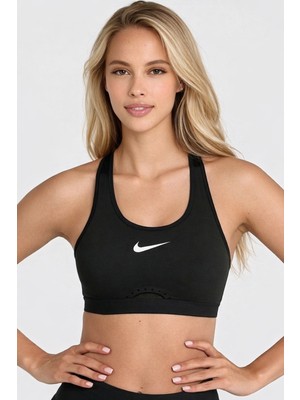 Nike Swoosh High Support Non Padded Adjustable Sports Bra Kadın Yüksek Destekli Spor Sütyeni Siyah