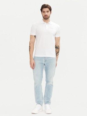 EA7 Erkek Regular Fit Logo Baskılı Kısa Kollu Pamuklu Beyaz Polo Yaka T-Shirt 8NPF14 PJVQZ-0100