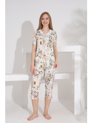 Evia Angelique Bambu Kumaş Kısa Kol Kadın Kapri Takım 22275
