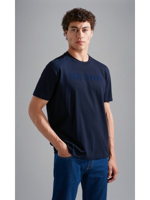 Paul & Shark Erkek Logo Baskılı Bisiklet Yaka Normal Kesim Lacivert T-Shirt 14311638-050