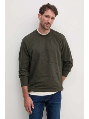 Paul & Shark Erkek Marka Logo Detaylı Regular Fit Uzun Kollu Haki Sweatshirt 14311874-036