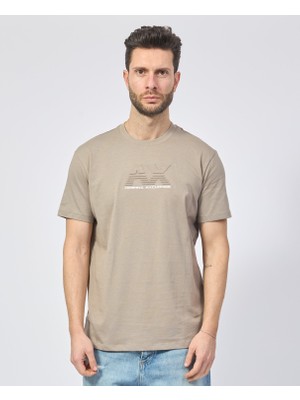 Armani Exchange Erkek Regular Fit Yuvarlak Yaka Göğüste Kabartmalı Logo Detaylı Kısa Kollu Bej T-Shirt XM000544 AF10361-U6167