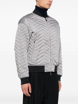 Emporio Armani Erkek Çift Taraflı Dik Yaka Arkası Marka Logolu Uzun Kollu Gri Mont 6D1B71 1NUAZ-06K3