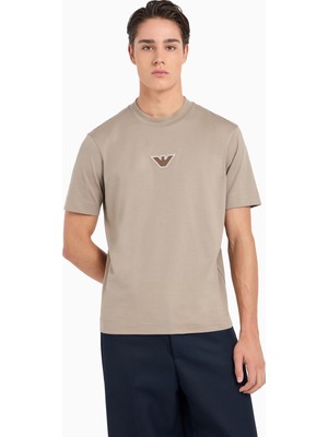 Emporio Armani Erkek Marka Logolu Organik Pamuklu Kısa Kollu Bej T-Shirt 6D1TD7 1JOCZ-0152