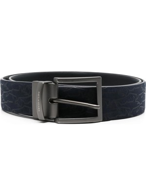 Paul & Shark Erkek Marka Logo Kabartmalı Metal Tokalı Ayarlanabilir Siyah Kemer 14316031-011