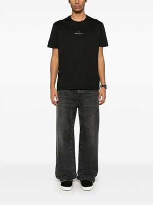 Paul & Shark Erkek Yuvarlak Yaka Kısa Kollu Parlak Logo Baskılı Siyah - Gold T-Shirt C0P1240-11G