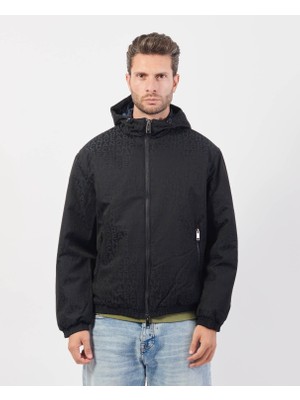 Armani Exchange Erkek Kapşonlu Yaka Marka Detaylı Fermuarlı Şişme Mavi Mont 6DZB26 ZN5NZ-55JW