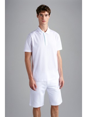 Paul & Shark Erkek Polo Yaka Düğme Kapamalı Kısa Kollu Beyaz Polo Yaka T-Shirt 24411322-010