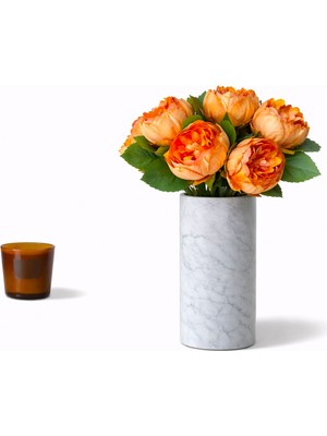 Madame Nazar Üstün Kalite Gerçekçi Şakayık Yapay Çiçek – 7'li 1 Dal - 30CM(TURUNCU) Solmaz, Vazo ve Salon Dekoru Model Kodu