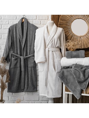 Schafer Home Sally Jakarlı Banyo Seti 6 Parça-Gri/beyaz