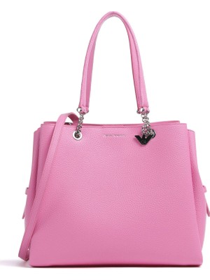 Emporio Armani Kadın Logolu Deri Fermuarlı Günlük Kullanım Pembe Omuz Çantası Y3D158 YFN6E-88028