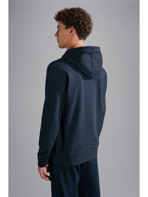Paul & Shark Erkek Regular Fit Kapüşonlu Uzun Kollu Pamuklu Baskılı Lacivert Sweatshirt 14311829-050