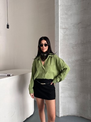 My Lunessa Bambu Dökümlü Oversize Salaş Gömlek