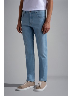 Paul & Shark Erkek Pamuklu Normal Kesim Rahat Mavi Jeans 24414115-001