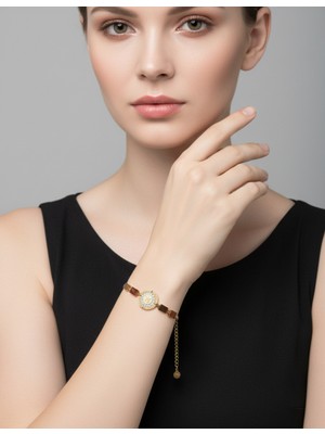 Jivva's Collection Kadın Tuğra Detaylı Altın Rengi Bileklik