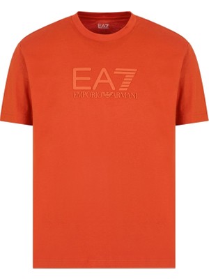 Erkek Ea7 Desenli Kısa Kollu Bisiklet Yaka Turuncu T-Shirt 7M000226 AF10375-U3012