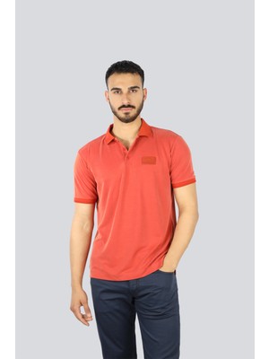 EA7 Erkek Polo Yaka Kol Uçları Farklı Renkli Pamuklu Kısa Kollu Kahverengi Polo Yaka T-Shirt 7M000090 AF13862-U3012