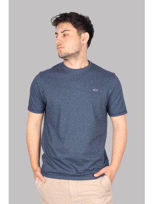 Paul & Shark Erkek Marka Logolu Pamuklu Normal Kalıp Günlük Mavi T-Shirt 24411014-013