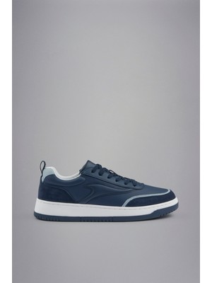 Paul & Shark Erkek Hakiki Deri Rahat Taban Süet Detaylı Mavi Sneaker 14318003-050