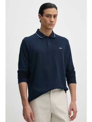 Paul & Shark Erkek Pamuklu Uzun Kollu  Günlük Lacivert Polo Yaka T-Shirt 14311717-013