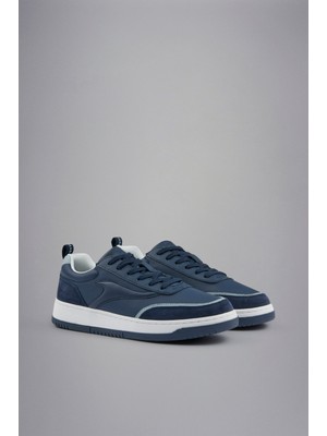 Paul & Shark Erkek Hakiki Deri Rahat Taban Süet Detaylı Mavi Sneaker 14318003-050