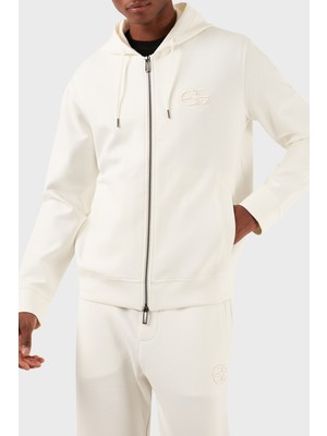 Emporio Armani Erkek Uzun Kollu Düz Kapuşonlu Yaka Krem Sweatshirt 8N1ML6 1JHSZ-0101