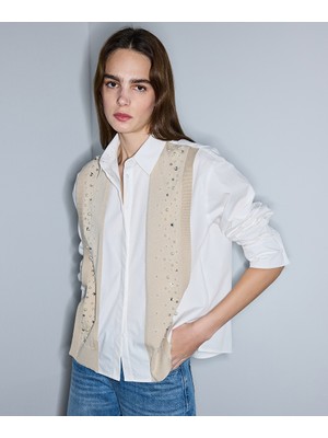 İpekyol Karma aksesuarlı kumaş mix gömlek IS1260025125096