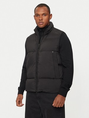 Paul & Shark Erkek Regular Fit Kolsuz Dik Yaka Fermuar Kapamalı Siyah Yelek 14312614-011