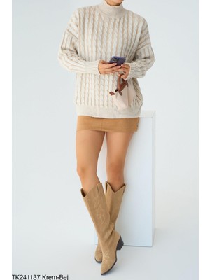 Butik Belvita Saç Örgülü Kazak