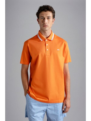 Paul & Shark Erkek Pamuklu Polo Yakalı Düğme Kapamalı Kısa Kollu Turuncu Polo Yaka T-Shirt 24411262-305