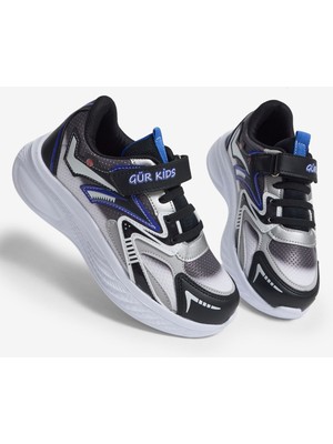 Tonny Black Çocuk Unisex Siyah Sax Eva Faylon Taban Cırtlı Lastik Bağcıklı Spor Ayakkabı