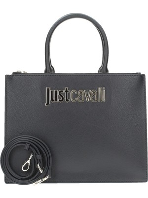 Just Cavalli Kadın Marka Logolu Omuz Askılı Fermuar Kapamalı Siyah Omuz Çantası 77RA4BB1ZS766-899