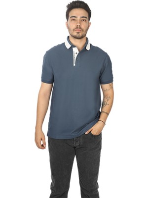 Emporio Armani Erkek Pamuklu Polo Yaka Kısa Kollu Günlük Kullanım Mavi1 Polo Yaka T-Shirt 6D1F95 1JCYZ-07B2