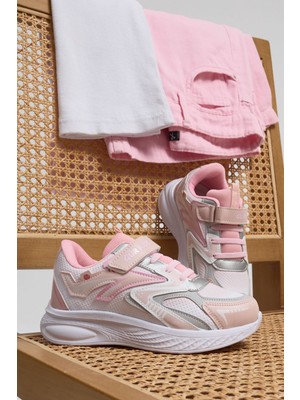 Tonny Black Çocuk Unisex Pudra Pembe Eva Faylon Taban Cırtlı Lastik Bağcıklı Spor Ayakkabı