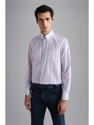 Paul & Shark Erkek Dokuma Gömlek Yaka Uzun Kol Günlük Çok Renkli Gömlek 24413062-V89