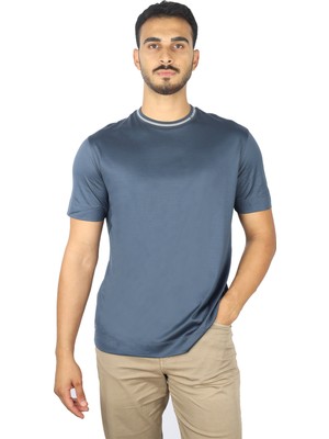 Emporio Armani Erkek Pamuklu Kısa Kollu Yuvarlak Yaka Mavi1 T-Shirt 6D1T95 1JOSZ-09T6