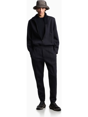 Emporio Armani Erkek Dik Yaka Uzun Kol Fermuar Kapama %100 Modal Lacivert Sweatshirt EM003053 AF17545-UB118