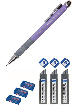Faber-Castell Faber Apollo 0.7 Uçlu Kalem Mor + Faber Sınav Silgisi + Faber 0.7 Uç