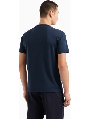 EA7 Erkek Normal Kesim Yuvarlak Yaka Düz Model Mavi T-Shirt 7M000089 AF13862-UB102
