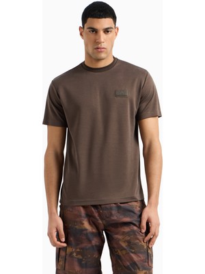 EA7 Erkek Normal Kesim Yuvarlak Yaka Düz Model Kahverengi T-Shirt 7M000089 AF13862-U6139